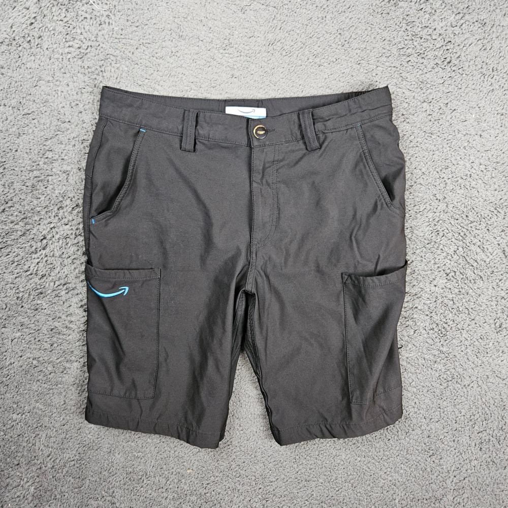 Amazon Men‎ Medium Black Cargo Shorts Luly Yang Delivery Uniform AMS01 Stretch